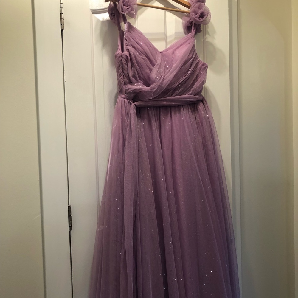 Elegant Purple Ruched Wrap Prom Gown